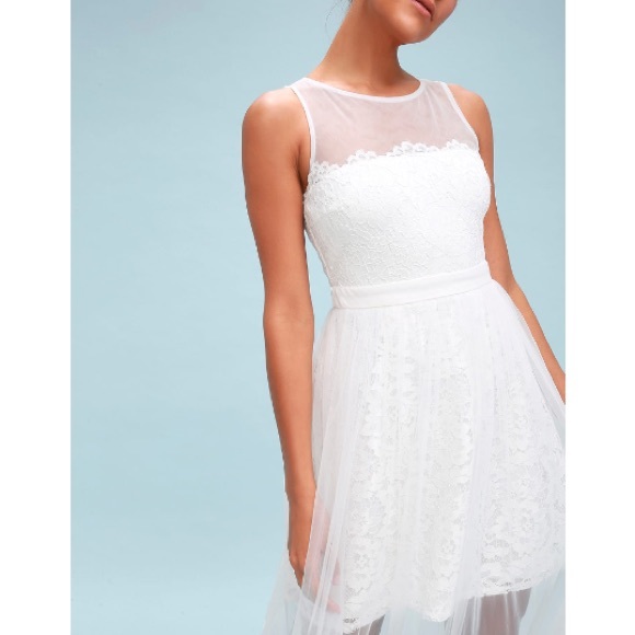 Lulus White Lace Overlay Maxi Cocktail Dress - Picture 3 of 7